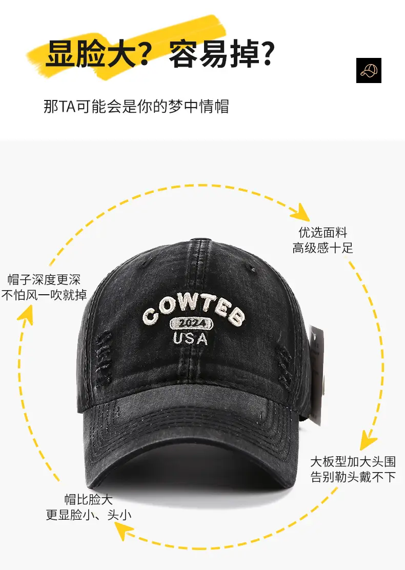 Grey Cotton Baseball Cap for Women Men Casual Sun Protection — feature 4