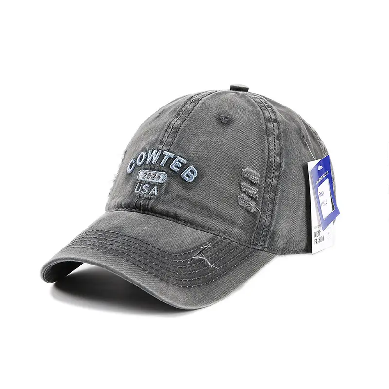 Grey Cotton Baseball Cap for Women Men Casual Sun Protection - Image 7