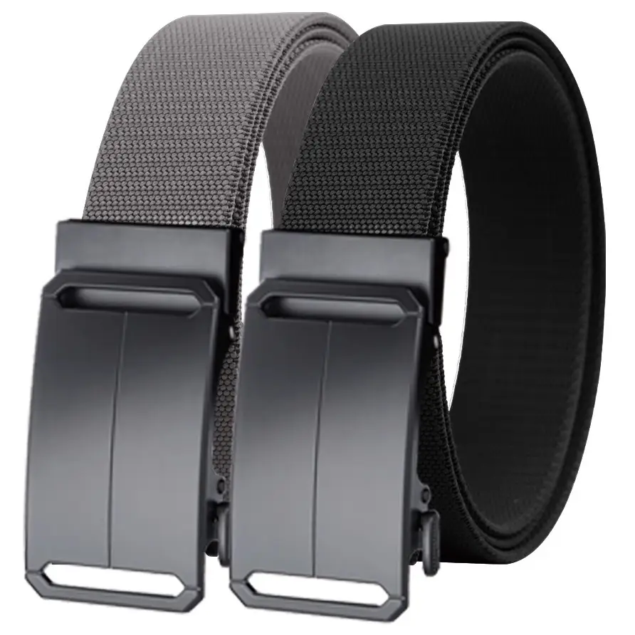 Men's Stretch Automatic Belt Gray Nylon Outdoor Casual