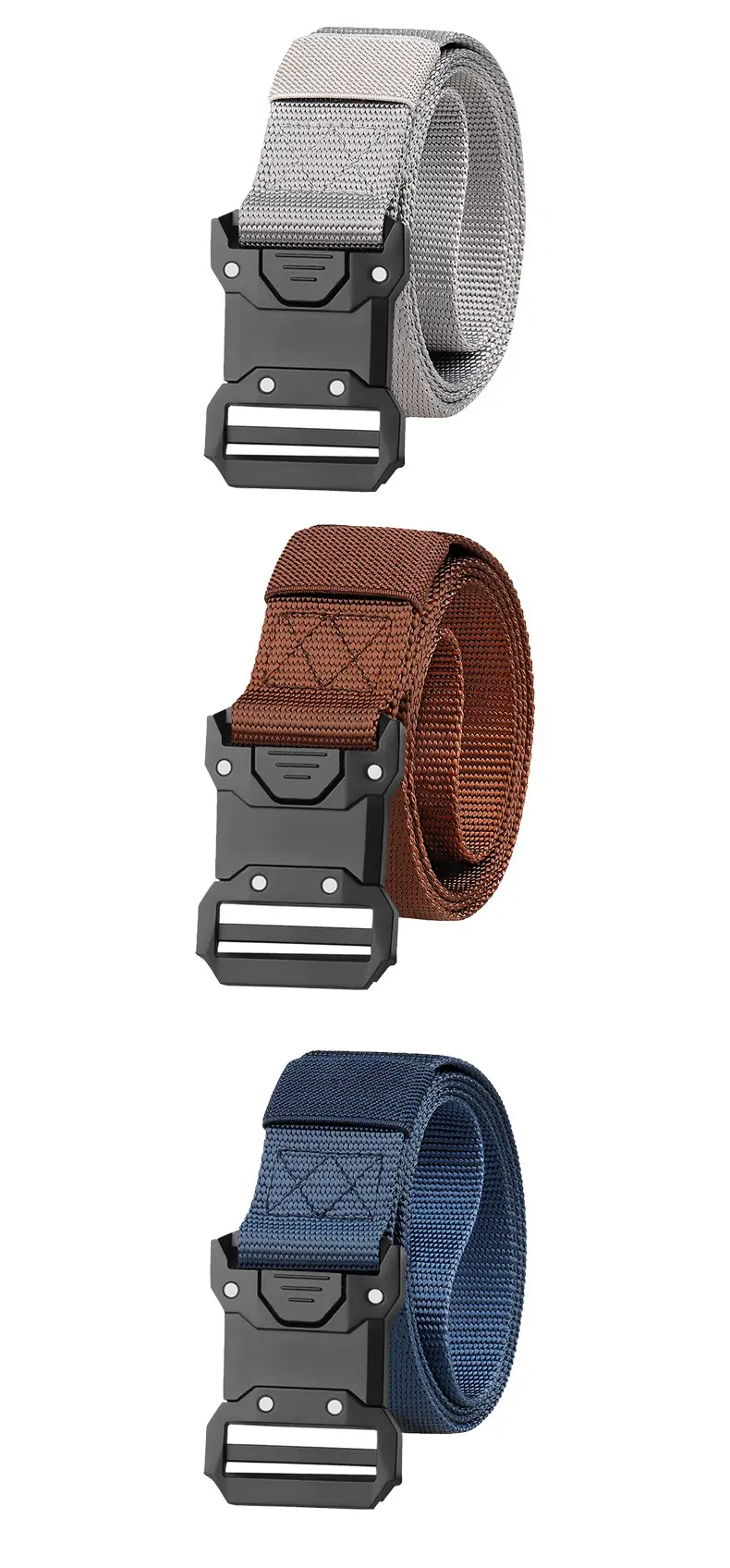 Men's Stretch Automatic Belt Gray Nylon Outdoor Casual — feature 14