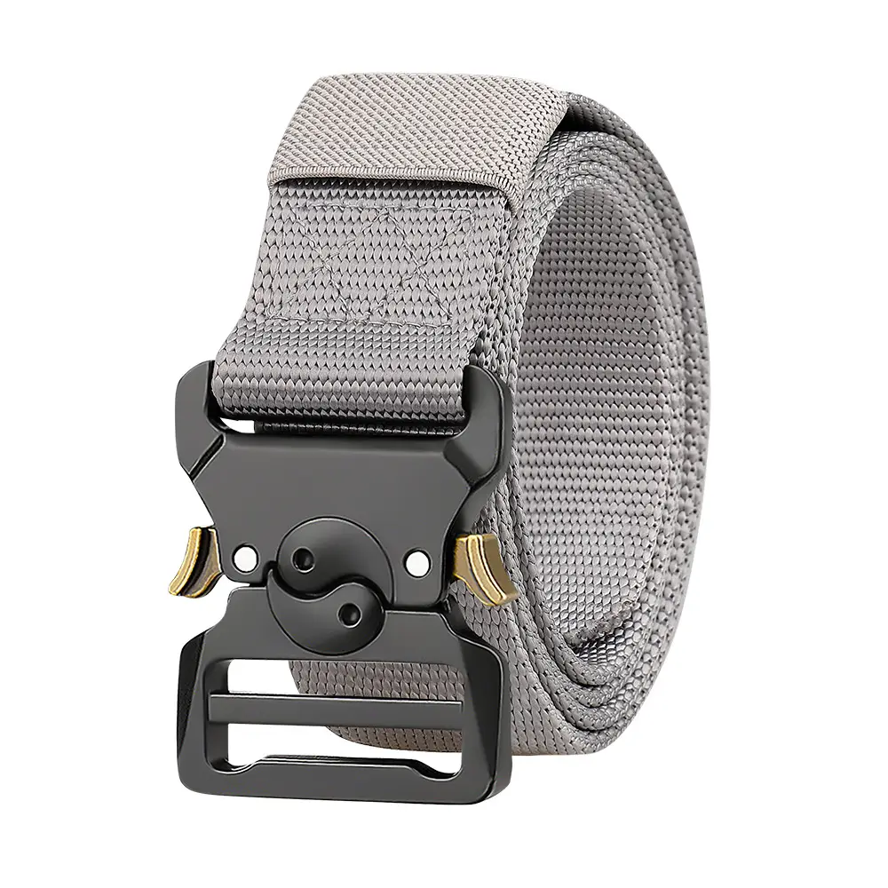 Men's Stretch Automatic Belt Gray Nylon Outdoor Casual