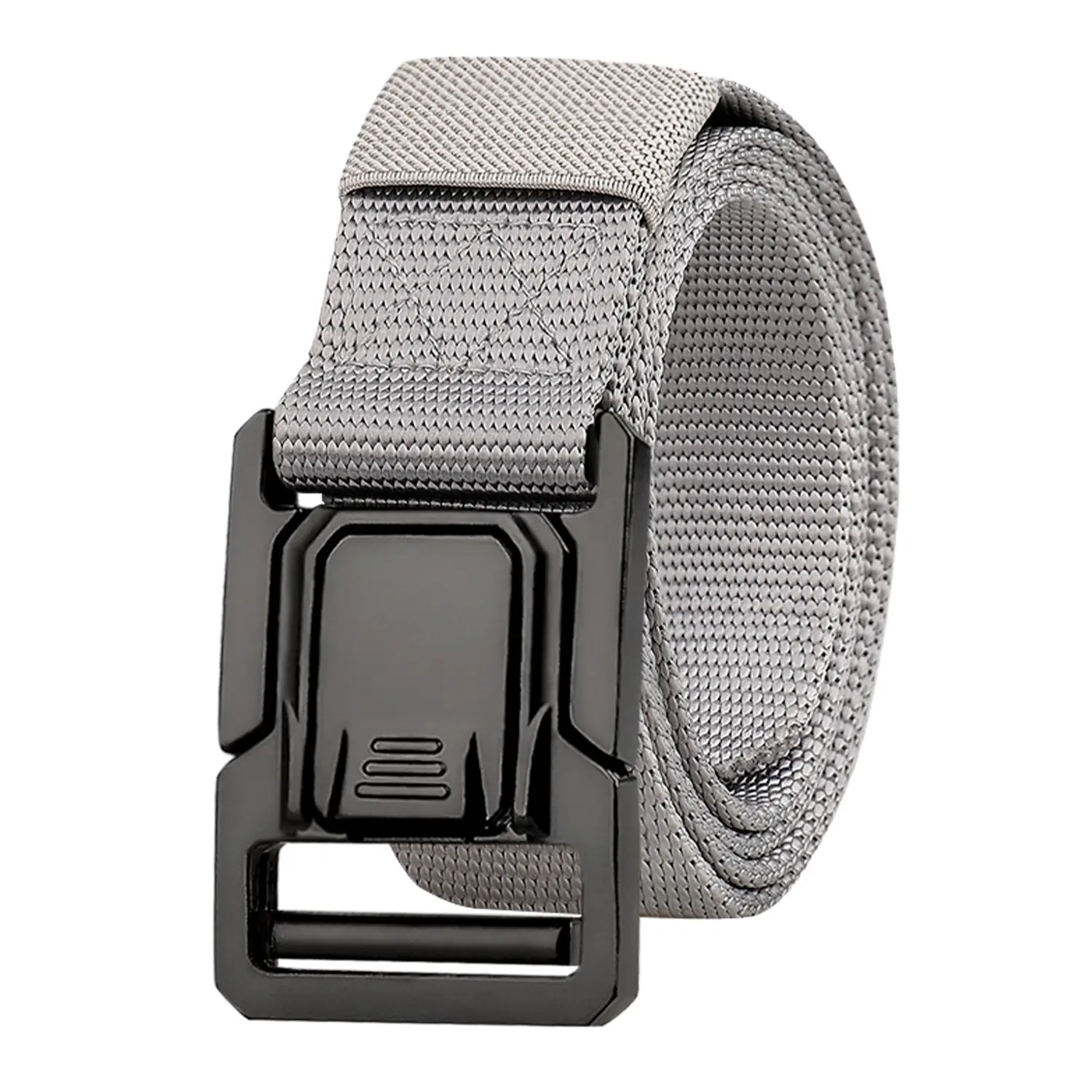 Men's Stretch Automatic Belt Gray Nylon Outdoor Casual