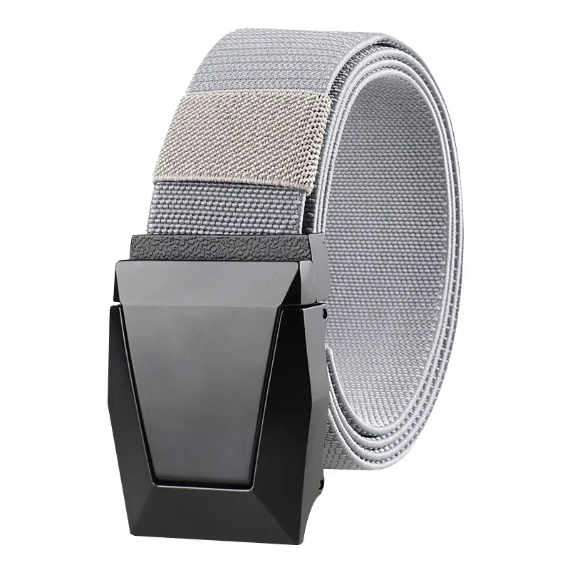 Men's Stretch Automatic Belt Gray Nylon Outdoor Casual