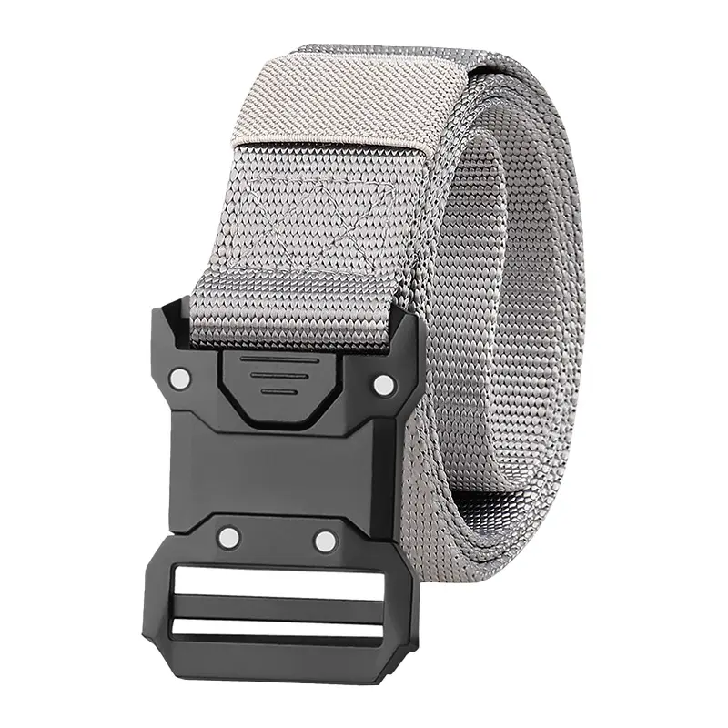 Men's Stretch Automatic Belt Gray Nylon Outdoor Casual
