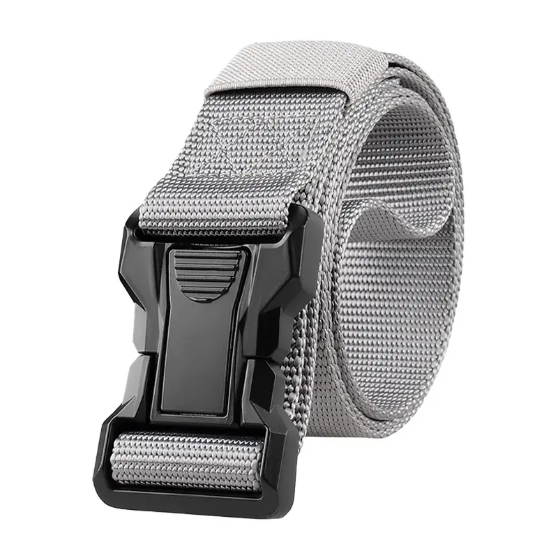 Men's Stretch Automatic Belt Gray Nylon Outdoor Casual