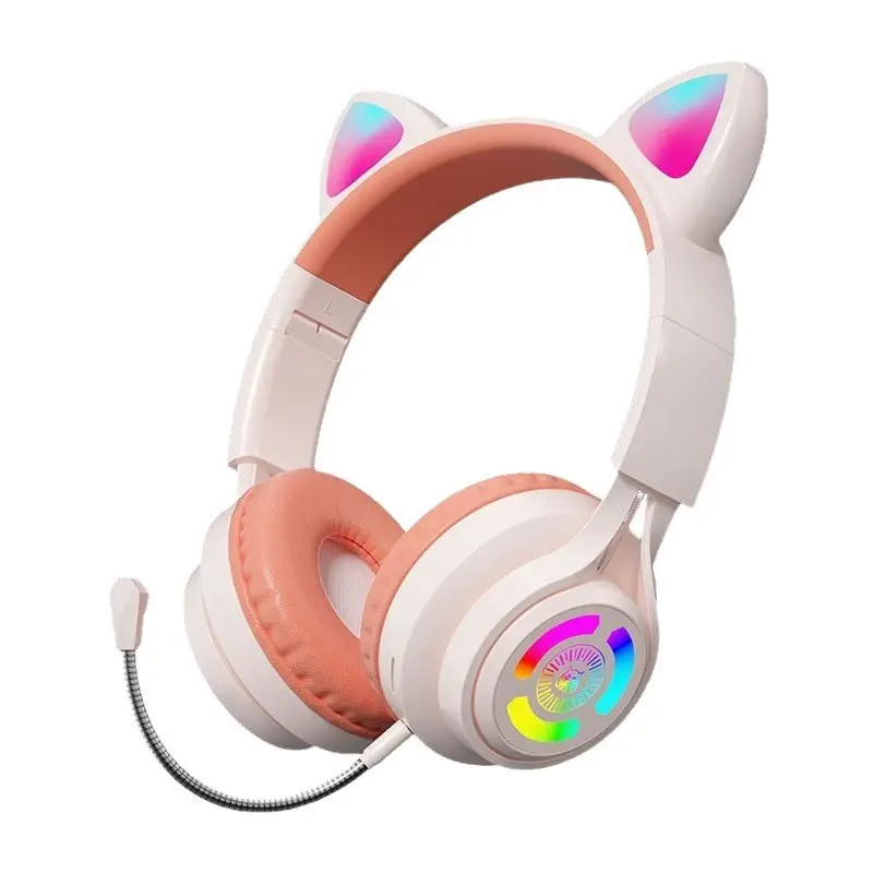 Cat Ear Bluetooth Gaming Headset Pink 80ms Low Latency - Image 9