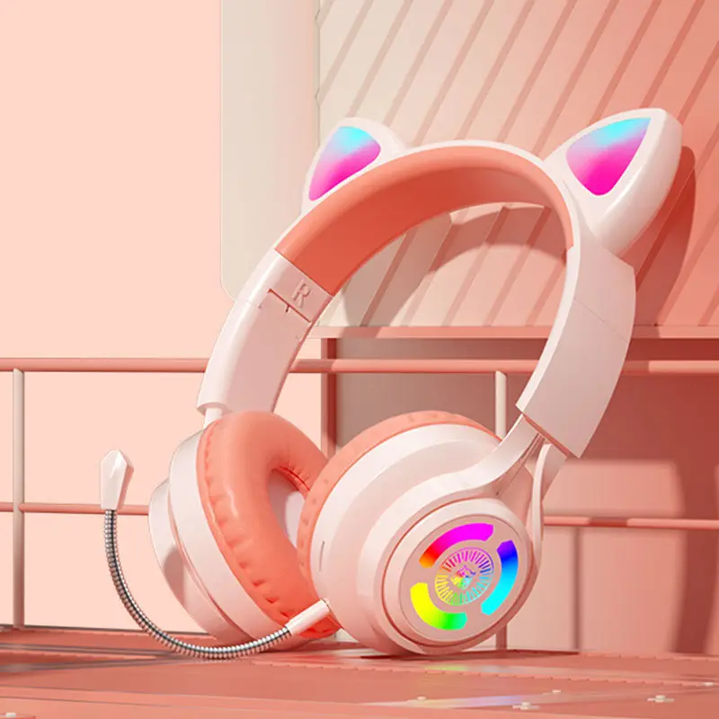 Cat Ear Bluetooth Gaming Headset Pink 80ms Low Latency - Image 4