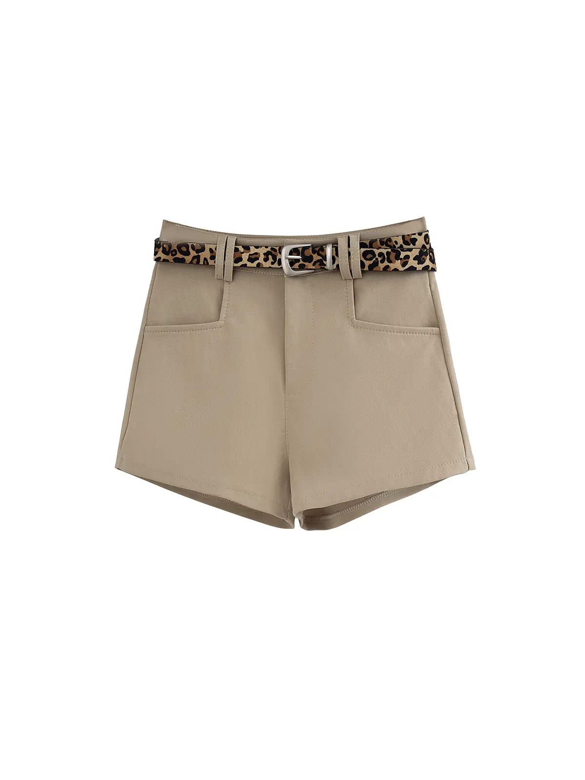 Women Leopard Print High Waist Shorts Set White - Image 8