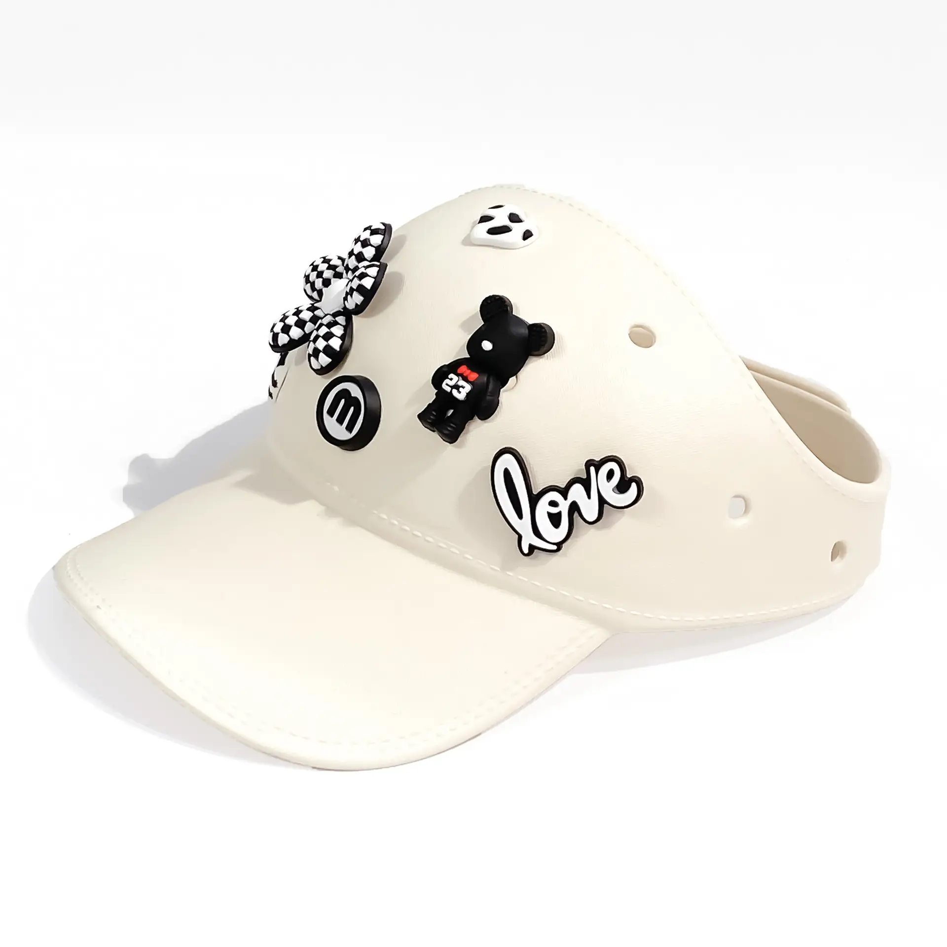 Women's White Cotton Baseball Cap with Love & Decorations - Image 7