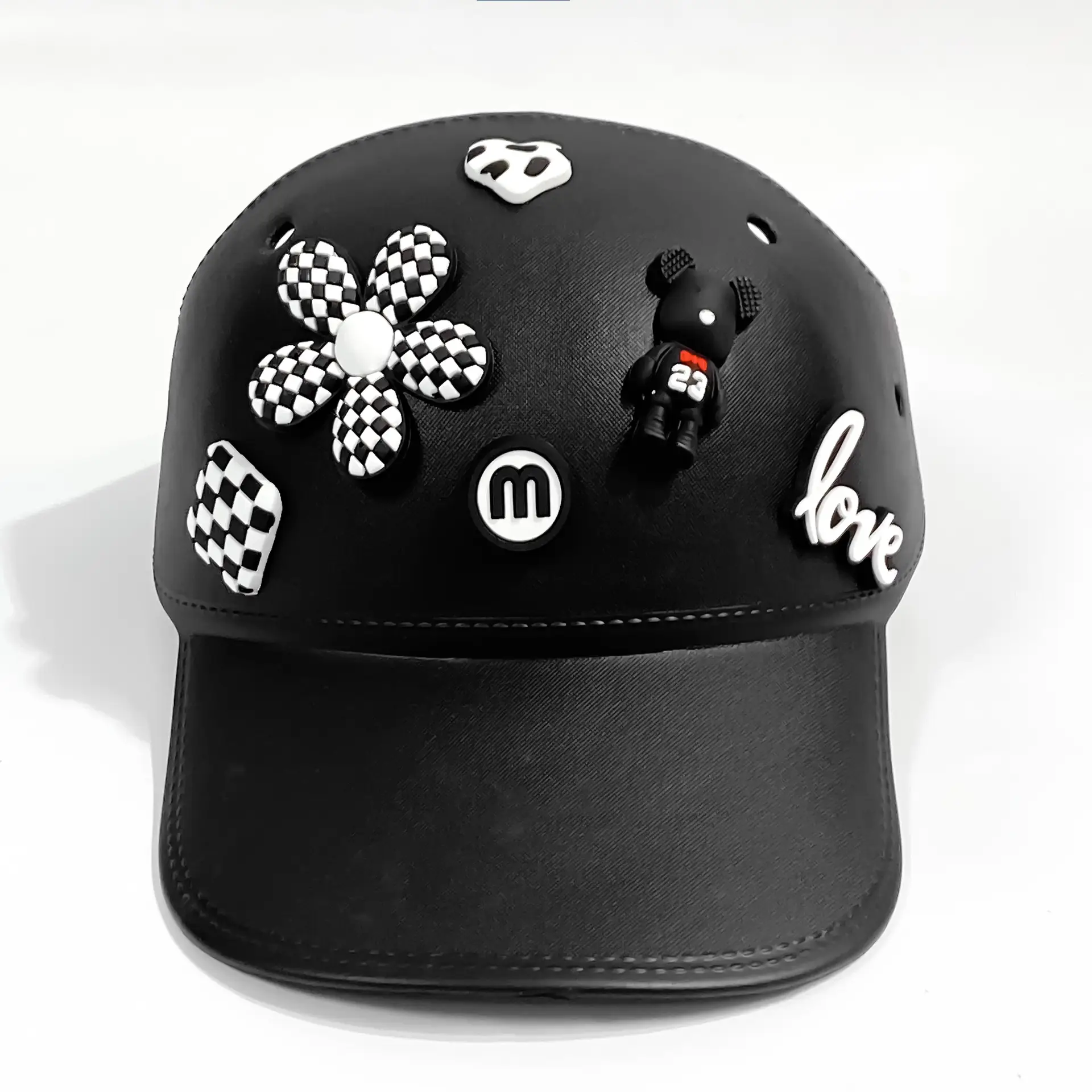 Women's White Cotton Baseball Cap with Love & Decorations — feature 2