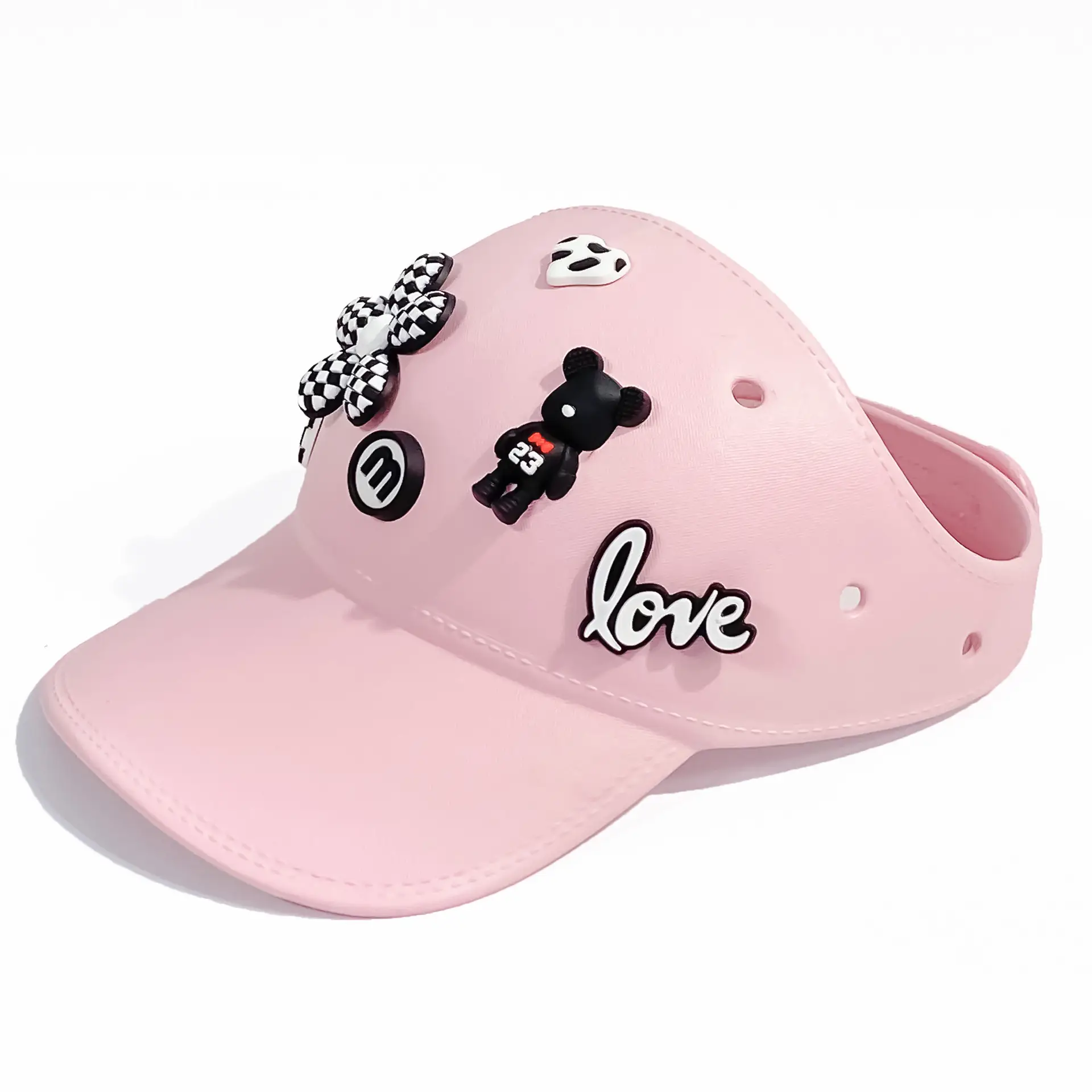 Women's White Cotton Baseball Cap with Love & Decorations - Image 3