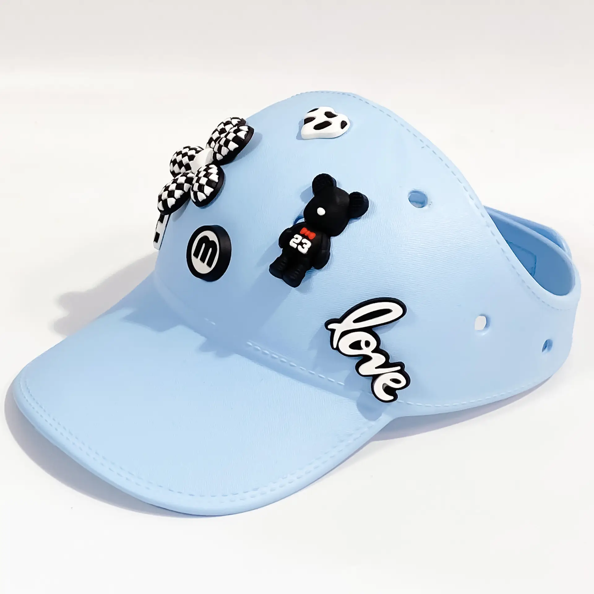 Women's White Cotton Baseball Cap with Love & Decorations - Image 5