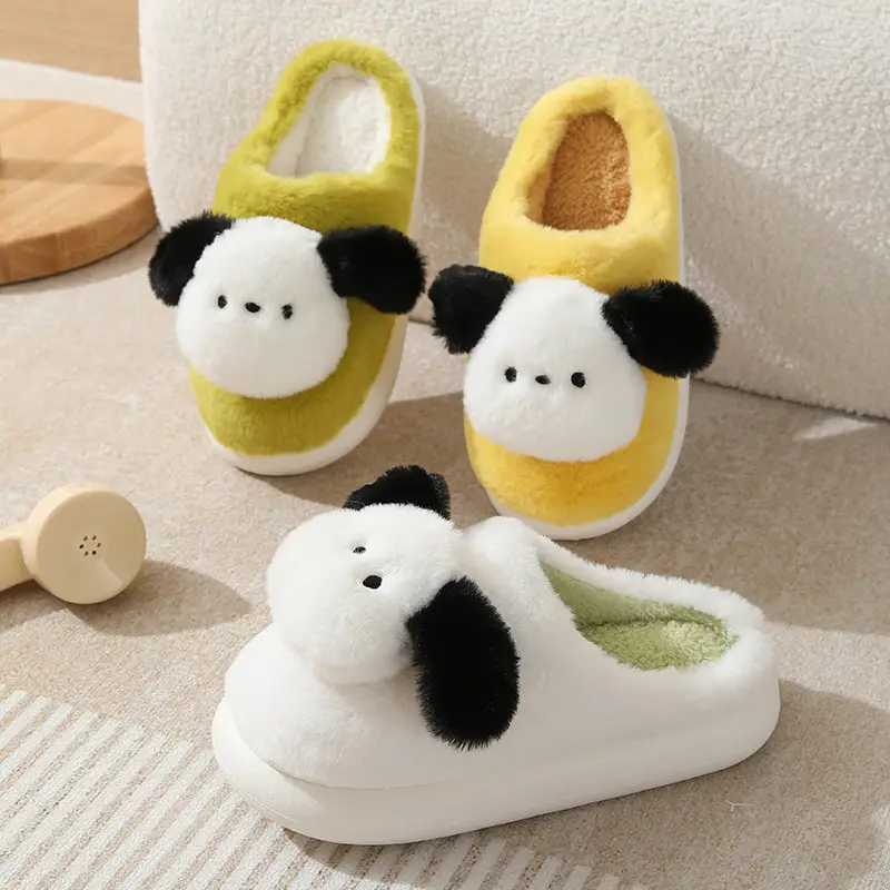 Cute Puppy Cotton Slippers Winter Warm Couple Women's Indoor Cartoon Furry Slippers - Image 6