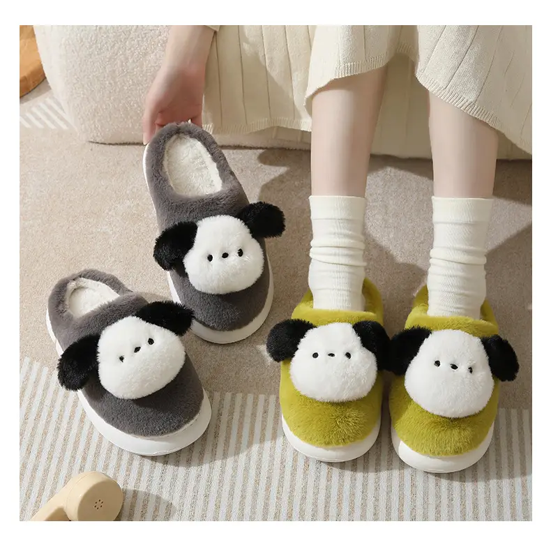 Cute Puppy Cotton Slippers Winter Warm Couple Women's Indoor Cartoon Furry Slippers — feature 13