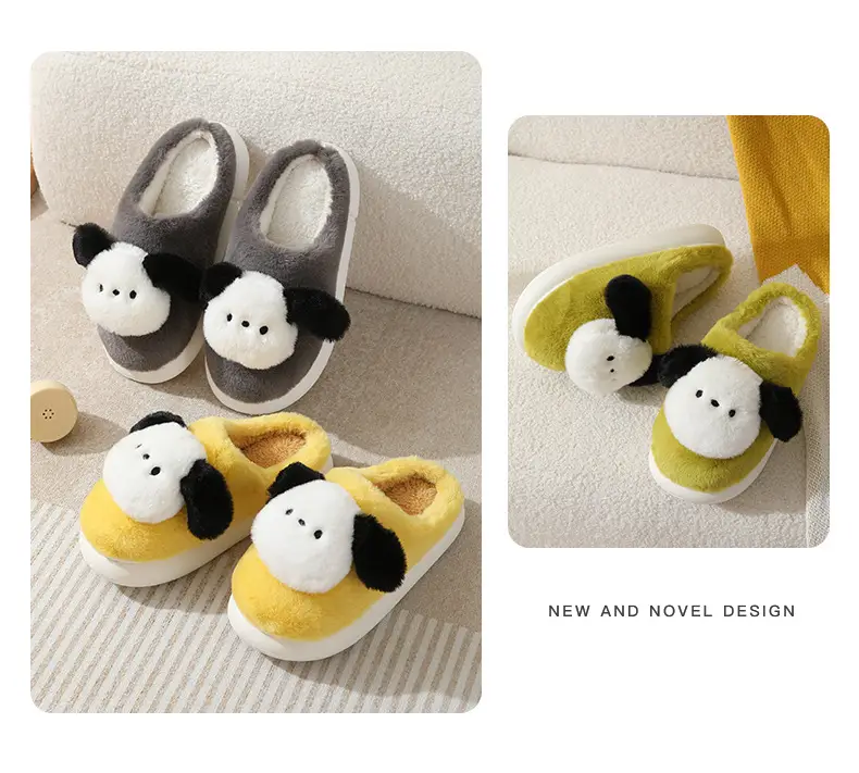 Cute Puppy Cotton Slippers Winter Warm Couple Women's Indoor Cartoon Furry Slippers — feature 14