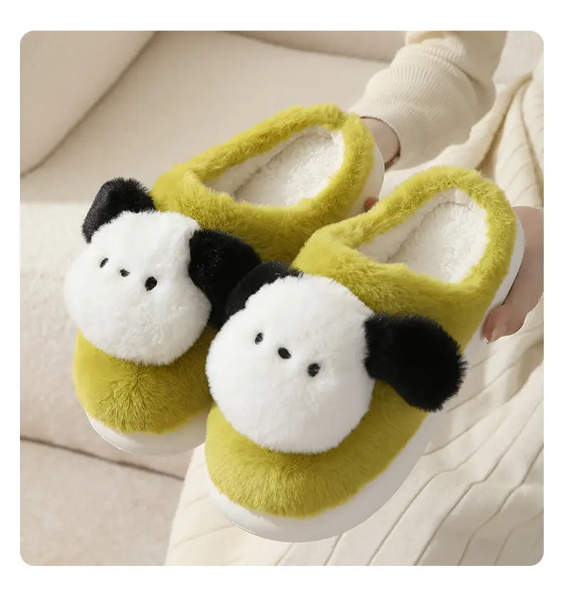 Cute Puppy Cotton Slippers Winter Warm Couple Women's Indoor Cartoon Furry Slippers — feature 15