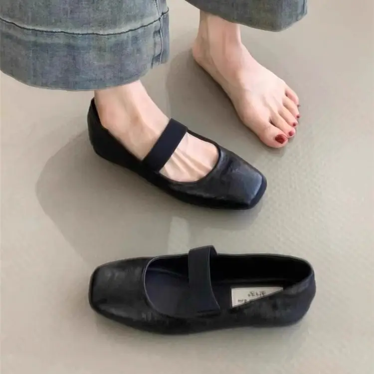 Red Leather Mary Jane Flats for Women 2025 Autumn - Image 5