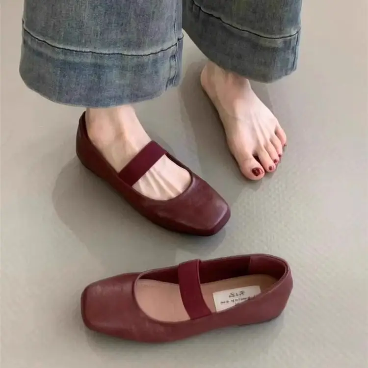 Red Leather Mary Jane Flats for Women 2025 Autumn — feature 2