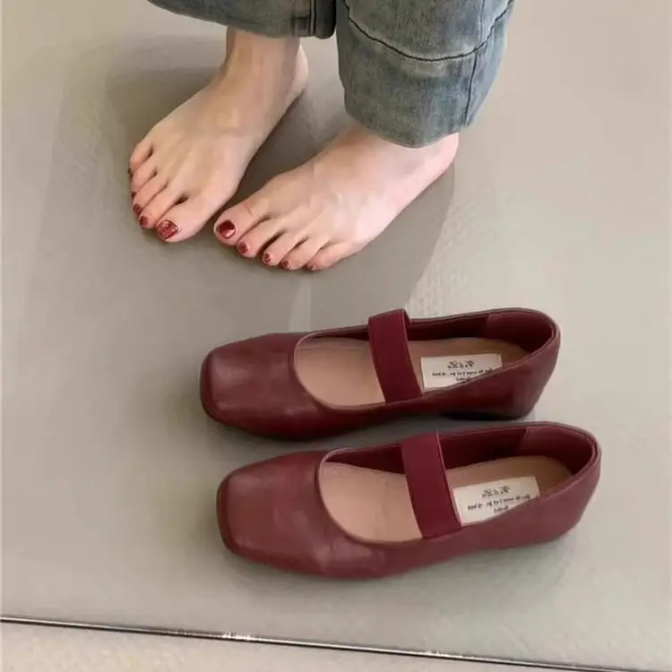 Red Leather Mary Jane Flats for Women 2025 Autumn — feature 4