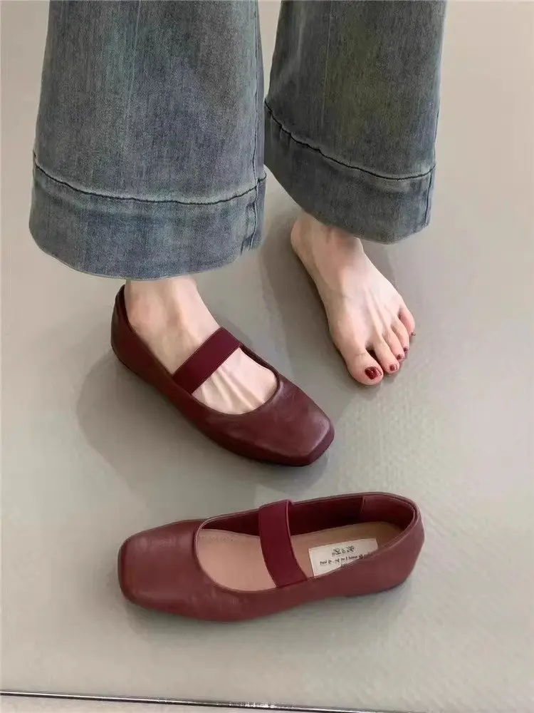 Red Leather Mary Jane Flats for Women 2025 Autumn — feature 9