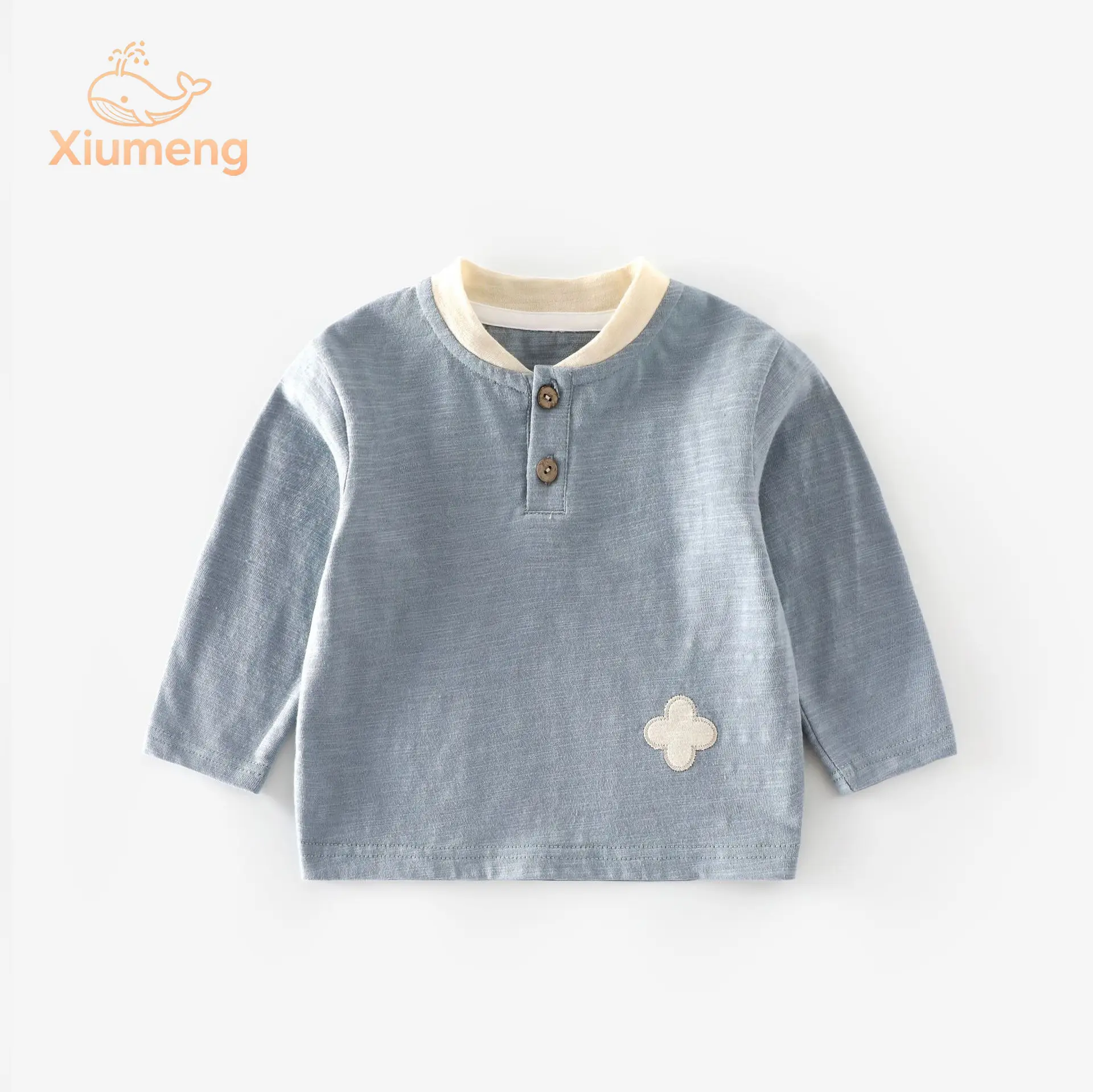 Children's Blue Patchwork V-Neck T-Shirt for Boys 2025