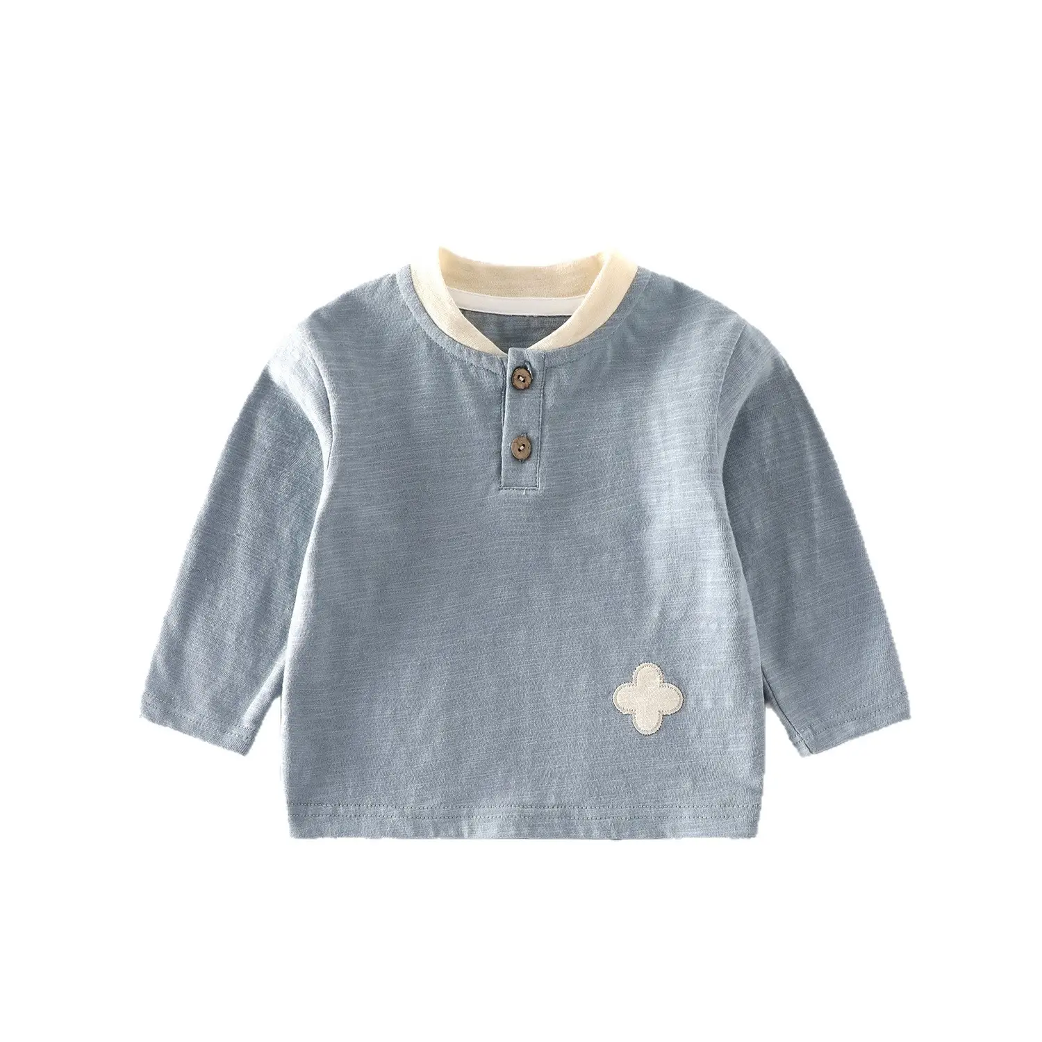 Children's Blue Patchwork V-Neck T-Shirt for Boys 2025