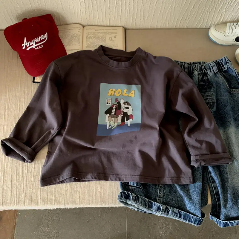 Boys Long Sleeve T-Shirt Brown Kids Autumn Top - Image 6