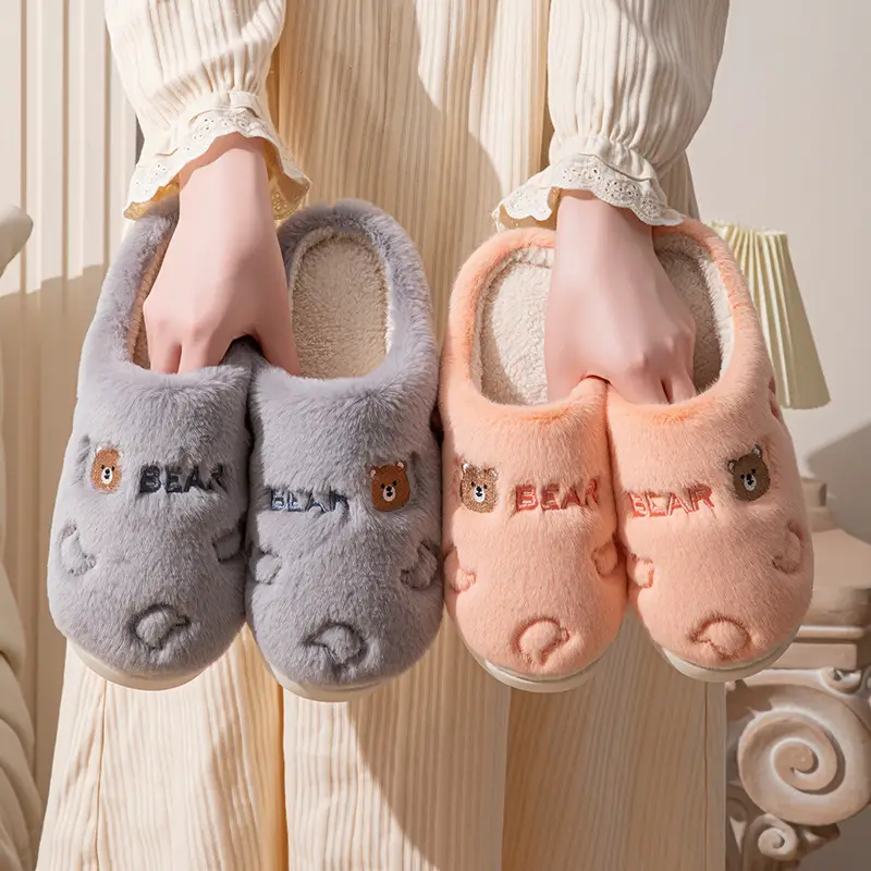 Men's Grey Soft Cotton Slippers Winter 2025
