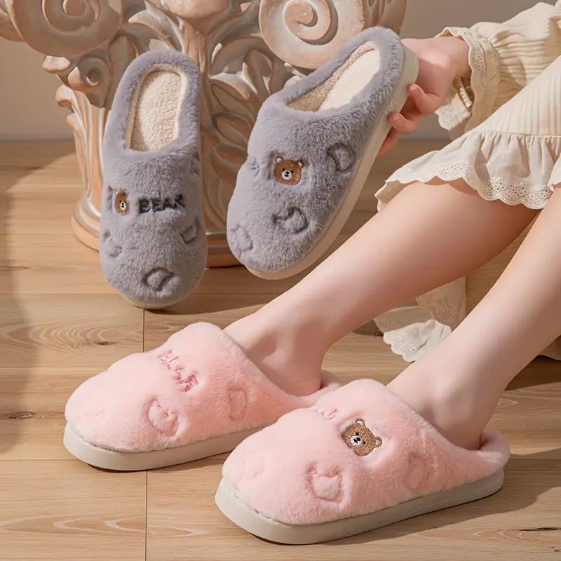 Men's Grey Soft Cotton Slippers Winter 2025