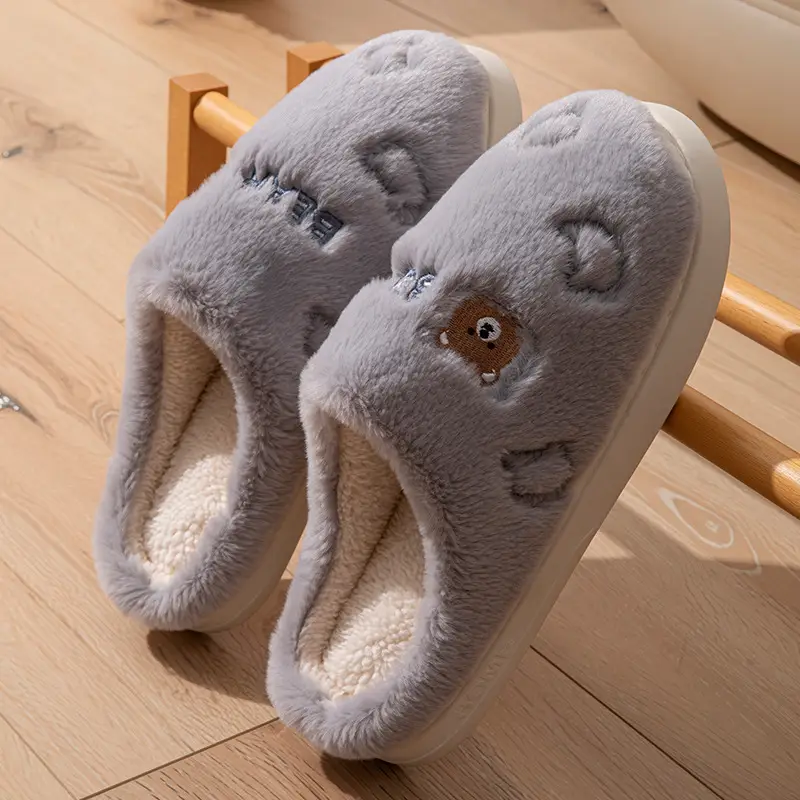 Men's Grey Soft Cotton Slippers Winter 2025