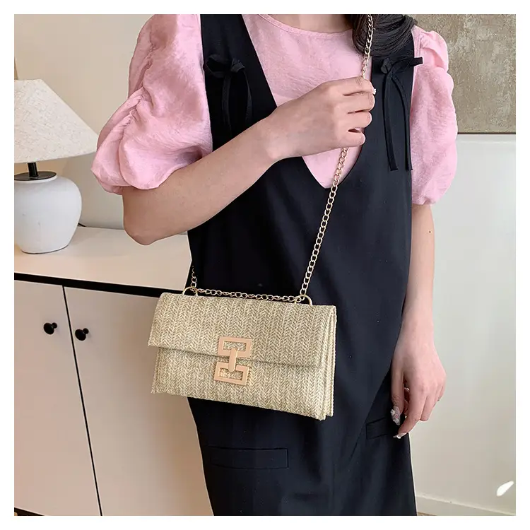 2026 Straw Bag with Gold Chain for Women — feature 8
