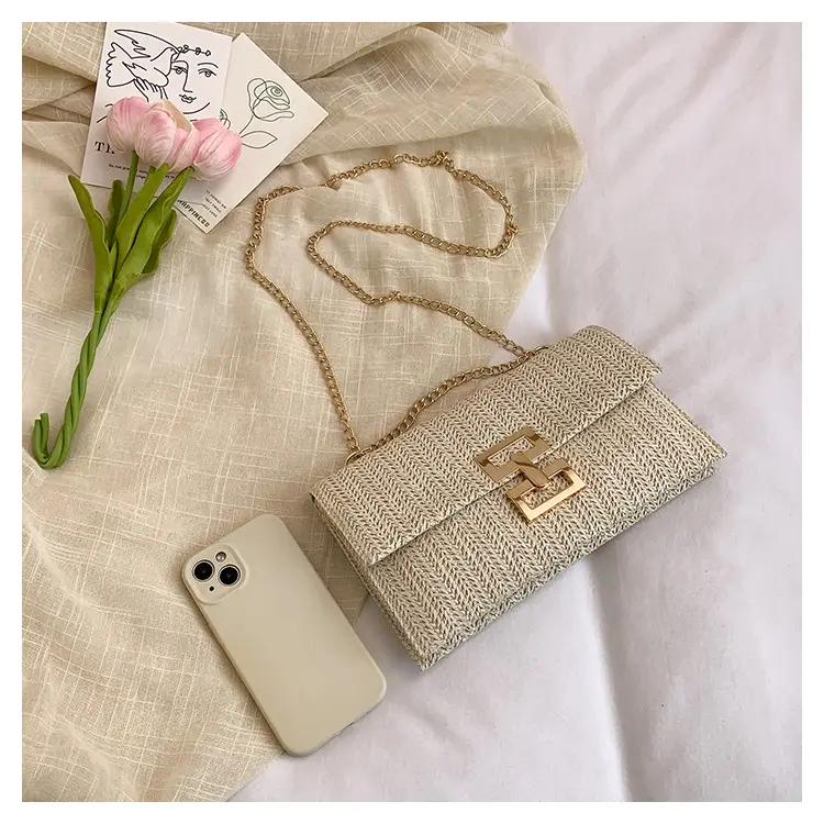 2026 Straw Bag with Gold Chain for Women — feature 9
