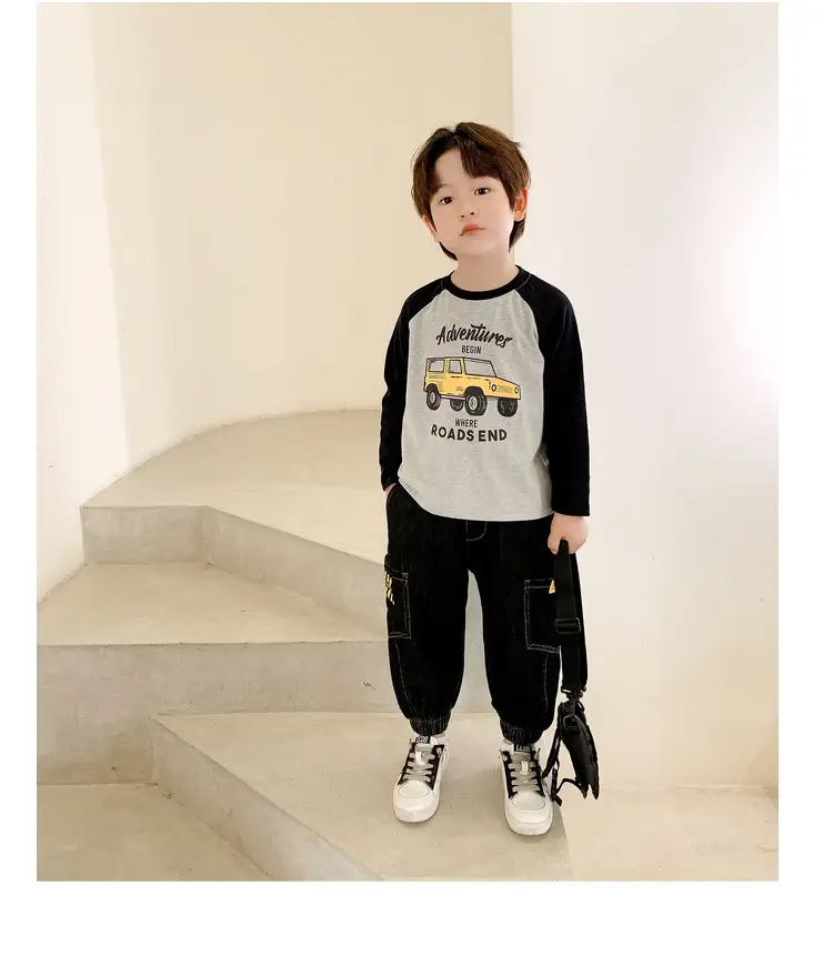 Dudu Boys Long Sleeve T-Shirt Green White Spring — feature 22