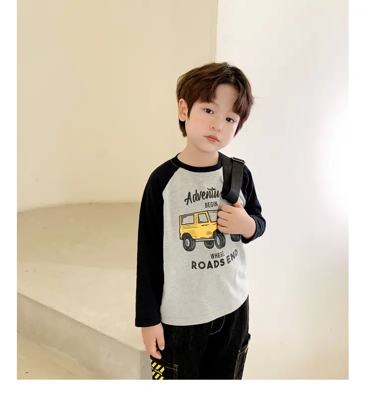 Dudu Boys Long Sleeve T-Shirt Green White Spring — feature 23