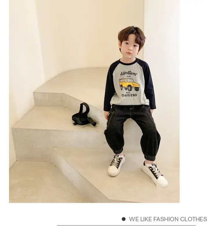 Dudu Boys Long Sleeve T-Shirt Green White Spring — feature 24