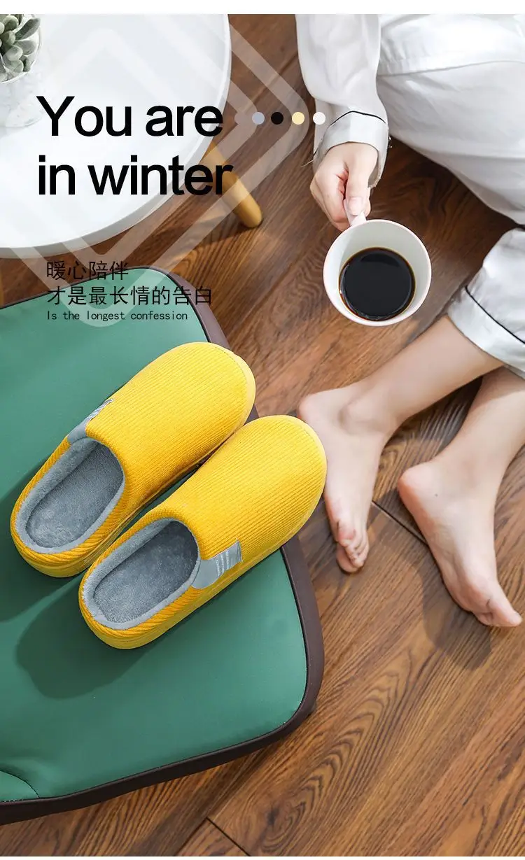 Women Cotton Slippers Pink Winter Warm Indoor — feature 1