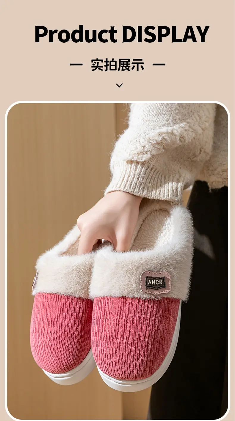 Pink Winter Slippers Women Thick Cotton Warm — feature 13