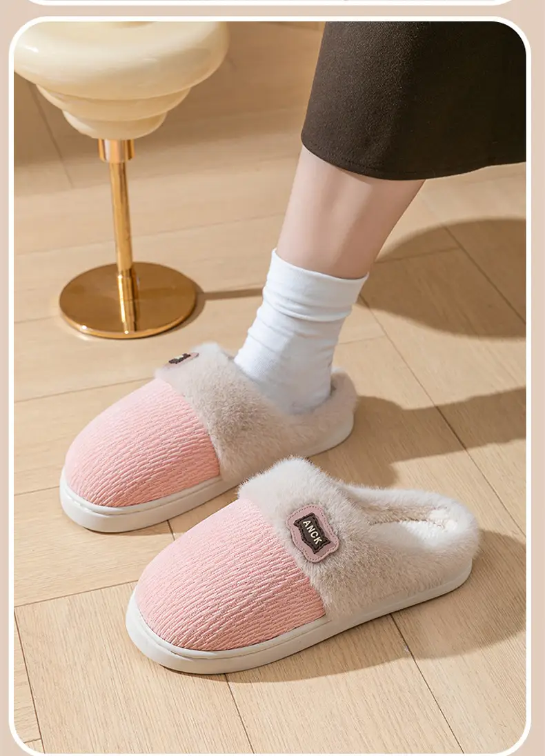 Pink Winter Slippers Women Thick Cotton Warm — feature 17