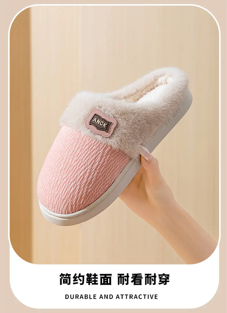 Pink Winter Slippers Women Thick Cotton Warm — feature 4