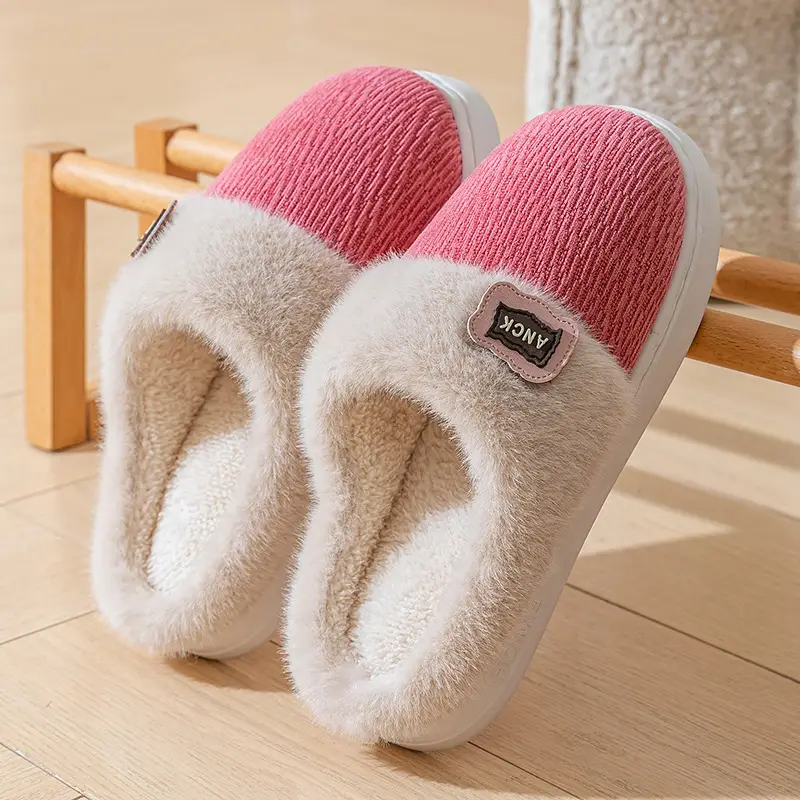 Pink Winter Slippers Women Thick Cotton Warm - Image 3
