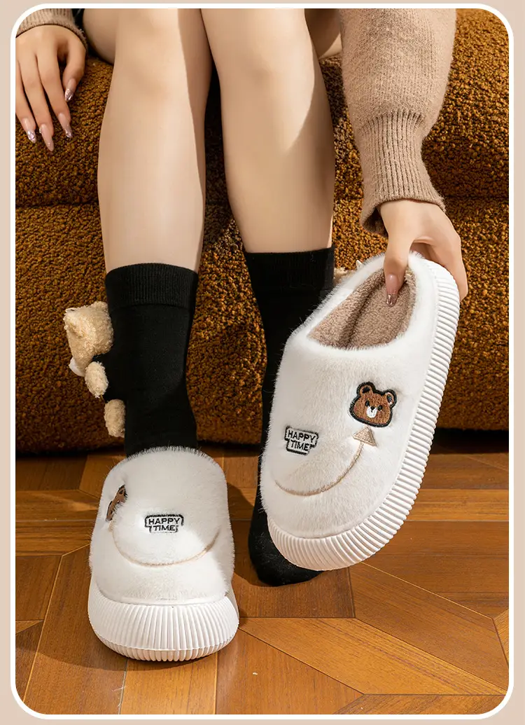 Winter Cotton Slippers Purple Bear Design — feature 18