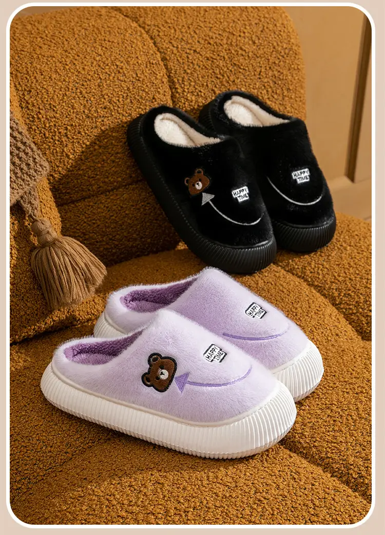 Winter Cotton Slippers Purple Bear Design — feature 20