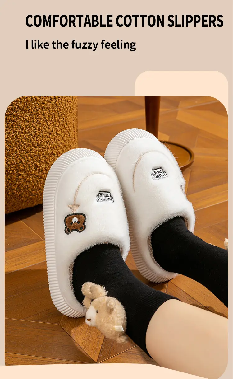 Winter Cotton Slippers Purple Bear Design — feature 6