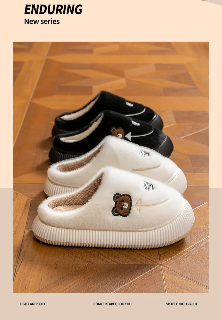 Winter Cotton Slippers Purple Bear Design — feature 7