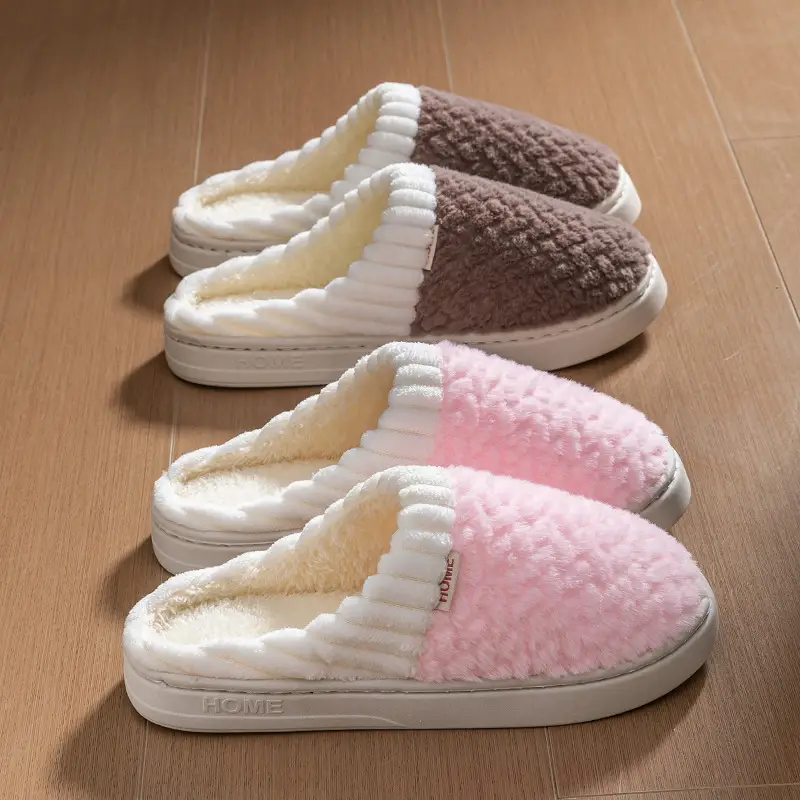 Women Cotton Fleece Slippers Green Winter Warm - Image 8