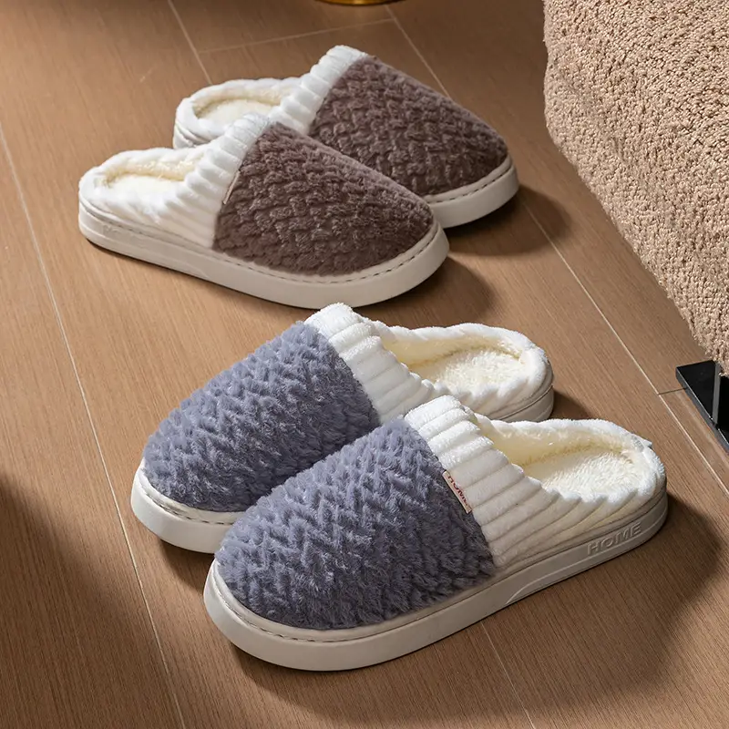 Women Cotton Fleece Slippers Green Winter Warm - Image 9