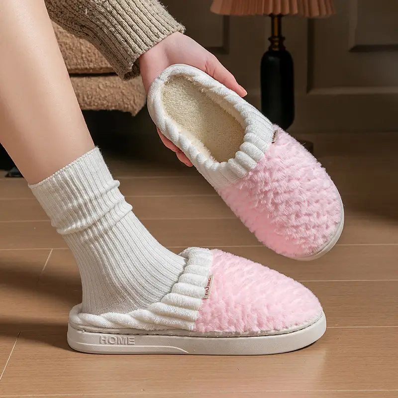 Women Cotton Fleece Slippers Green Winter Warm - Image 10