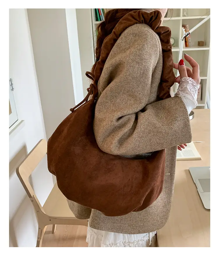 Brown Suede Crossbody Bag for Women Large Capacity — feature 20