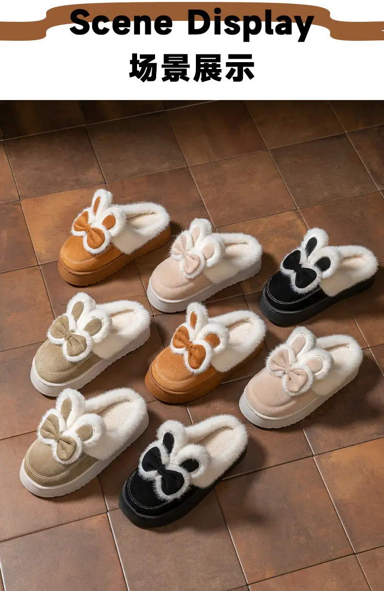 Cute Rabbit Bow Warm Women Slippers 2025 — feature 16