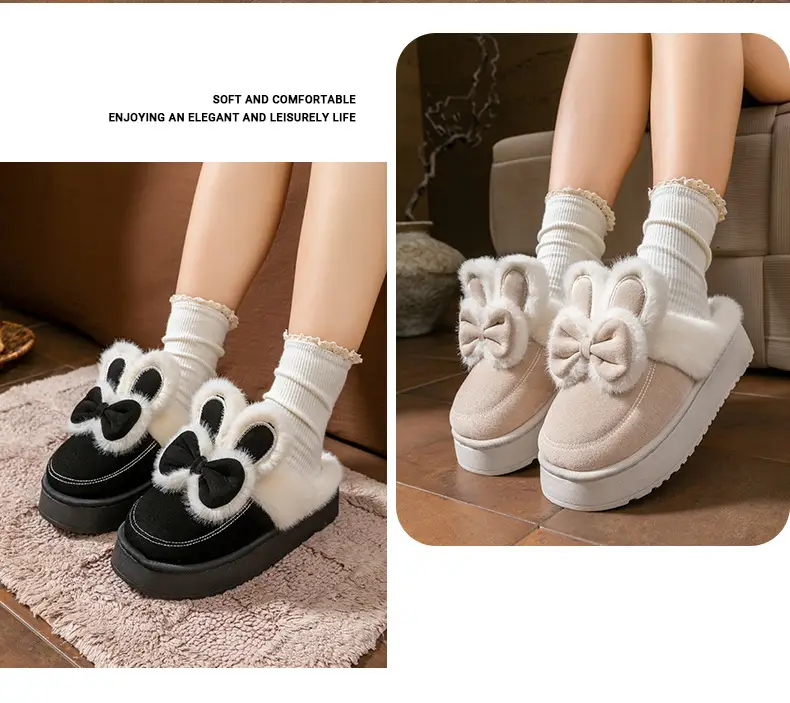 Cute Rabbit Bow Warm Women Slippers 2025 — feature 19